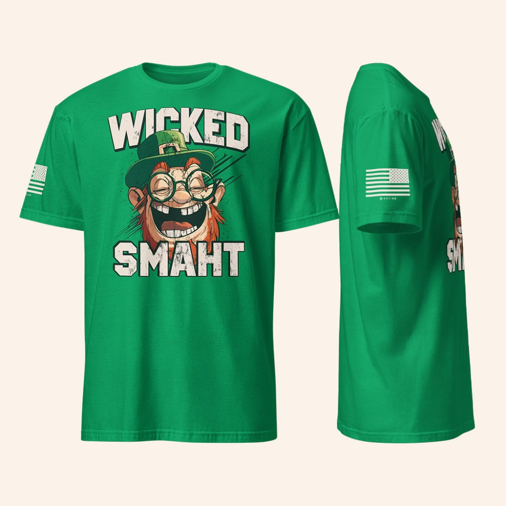 1 Nation Design Merch Wicked Smaht T-Shirt St Patrick's Day Merch Gifts For Friends - GypsysystersGift