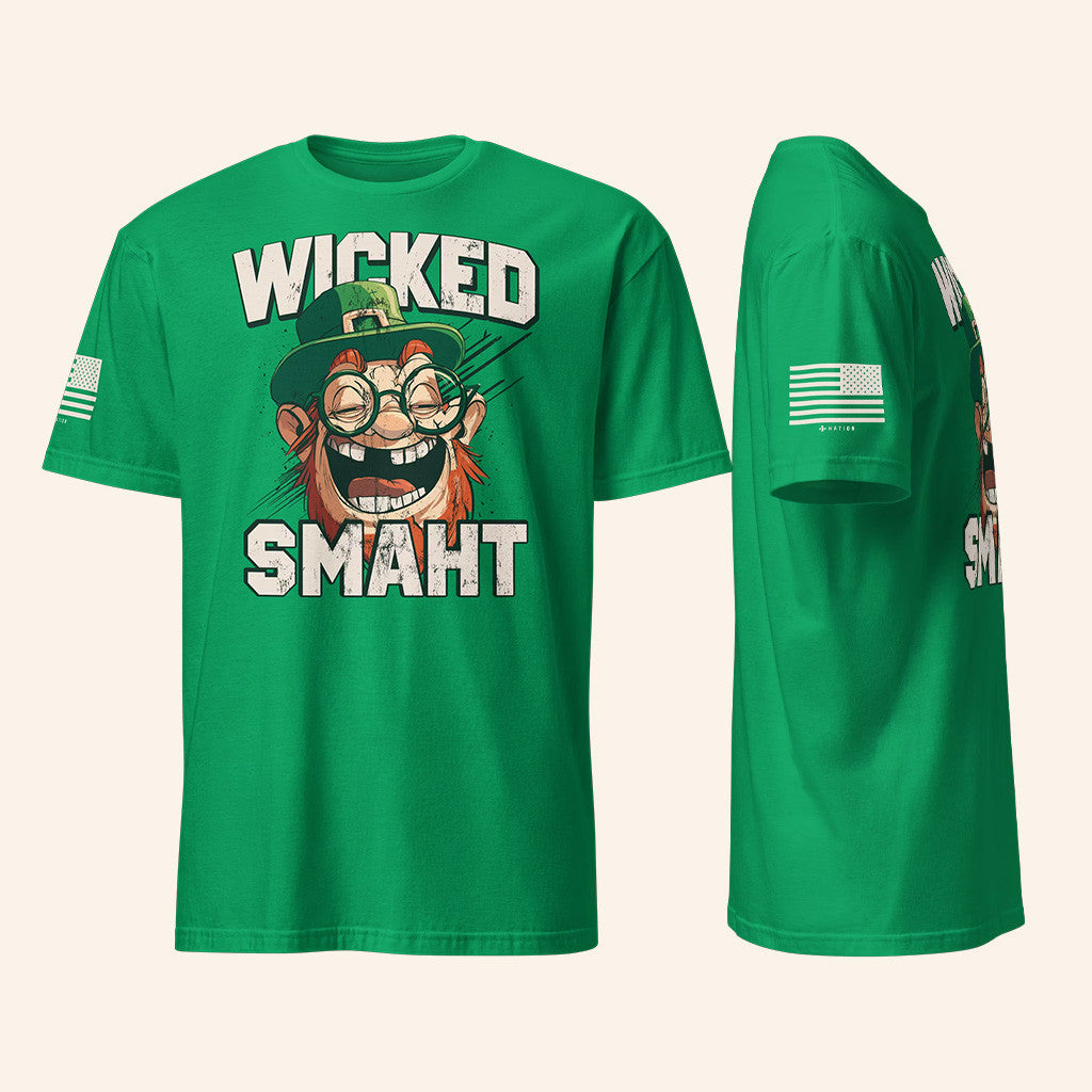 1 Nation Design Merch Wicked Smaht T-Shirt St Patrick's Day Merch Gifts For Friends - GypsysystersGift