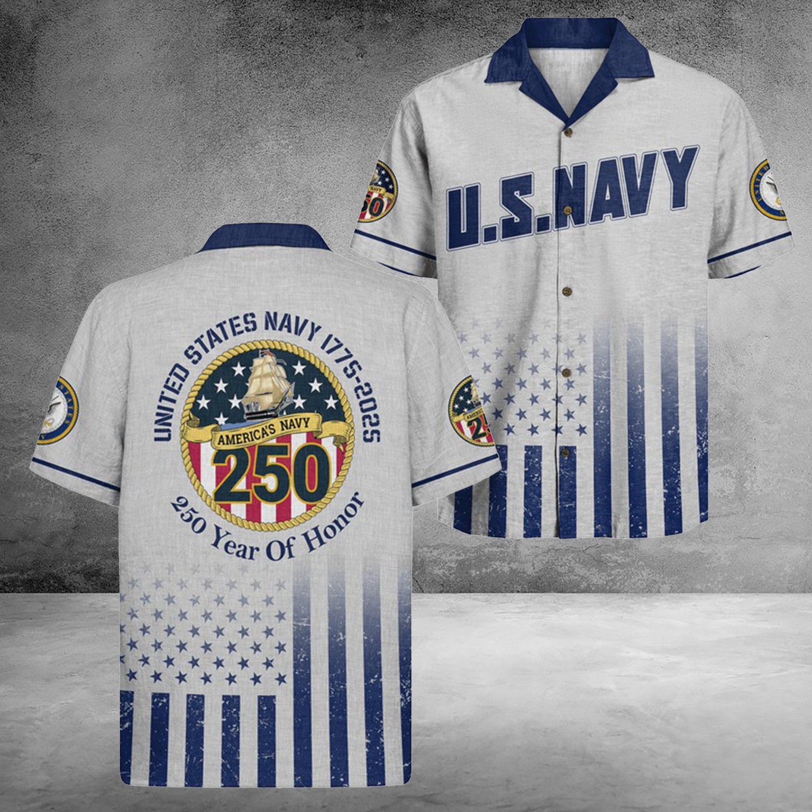 US Navy 250Th Years Of Service Hawaiian Shirt 250 Years Of Honor Good Gift For Wife