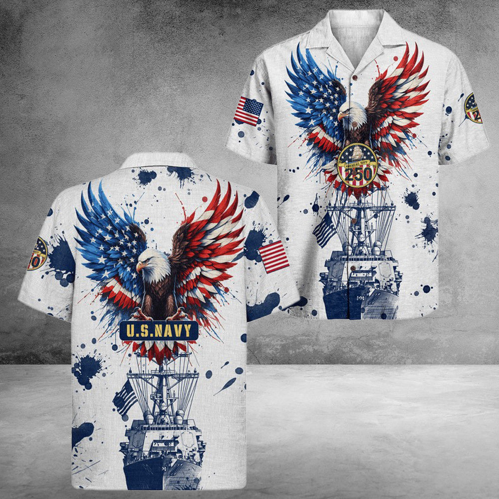 US Navy 250Th Years Of Service Hawaiian Shirt Service Honor Sacrifice Gifts For Him