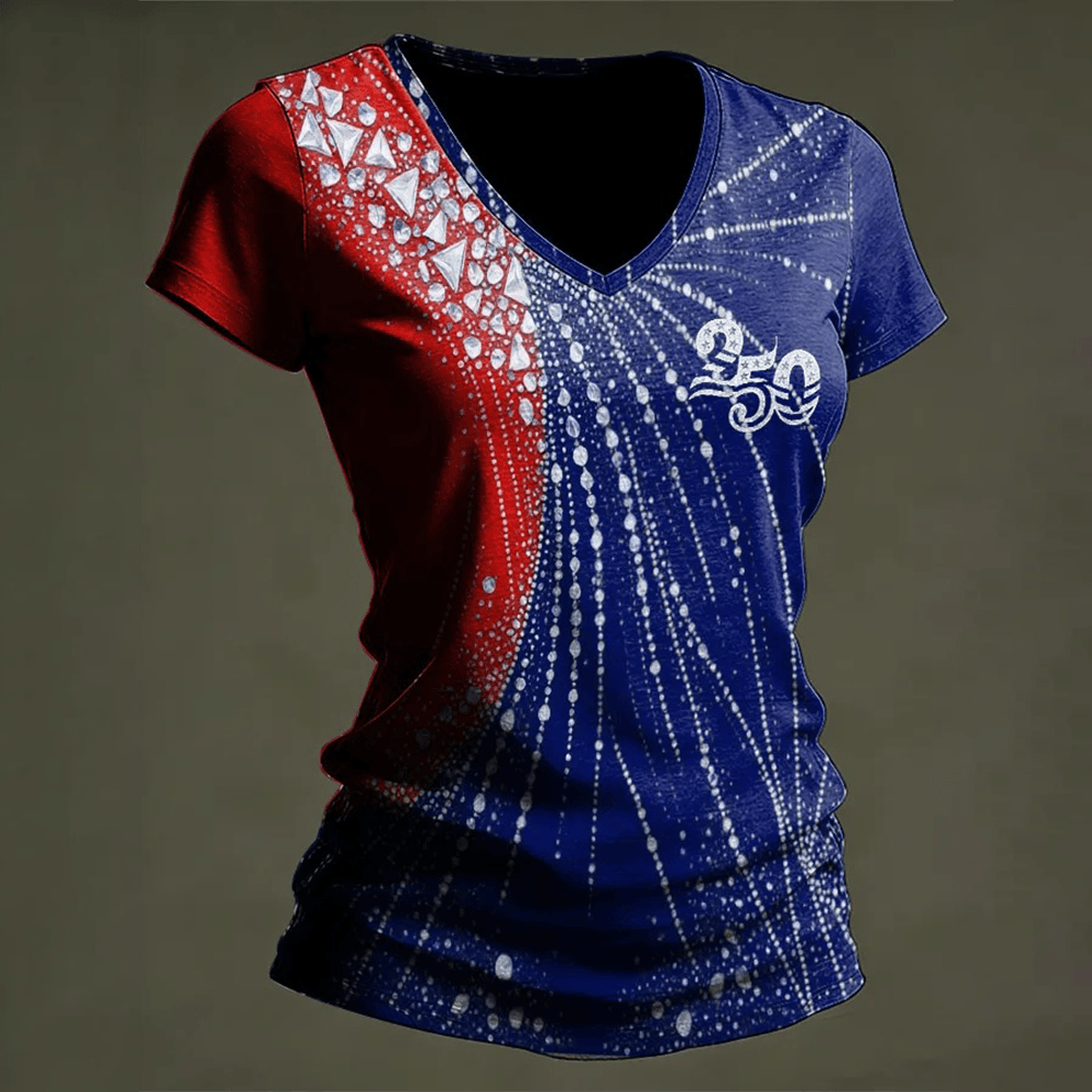 US 250th Anniversary V-Neck Shirt America's 250th Birthday Clothes Gift For Her