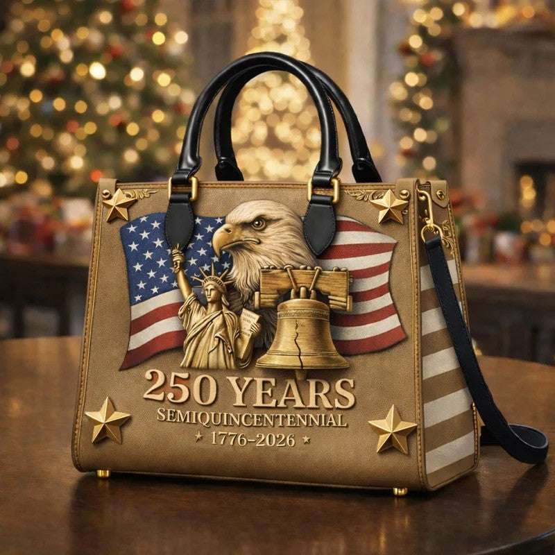 USA 250th Anniversary Eagle Patriotic Leather Handbag American Flag Freedom Bag Gift For Her