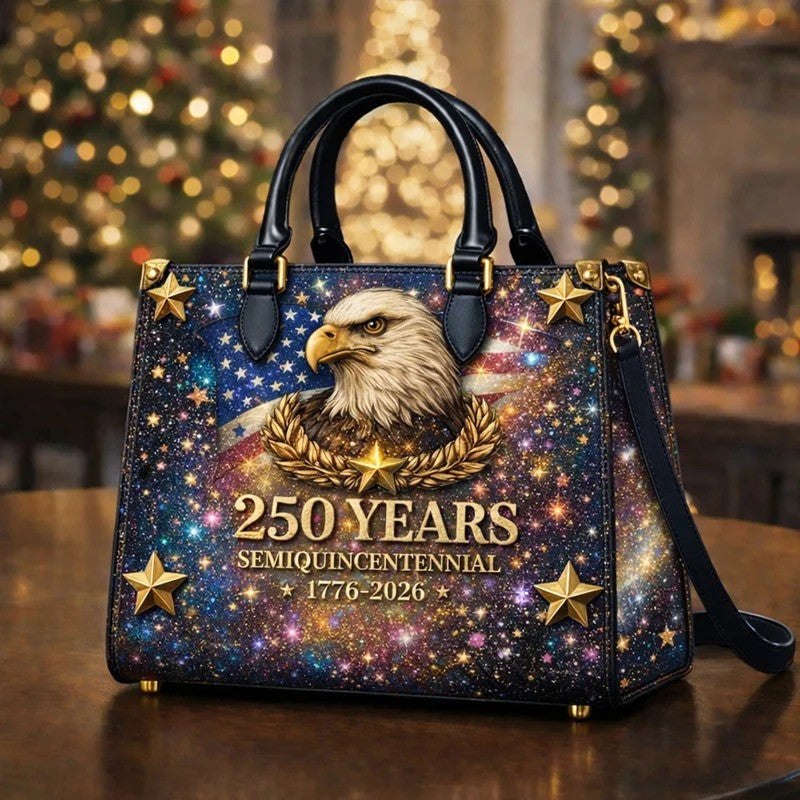 USA 250 Years Eagle Patriotic Leather Handbag American Flag Freedom Handbag Gift For Her