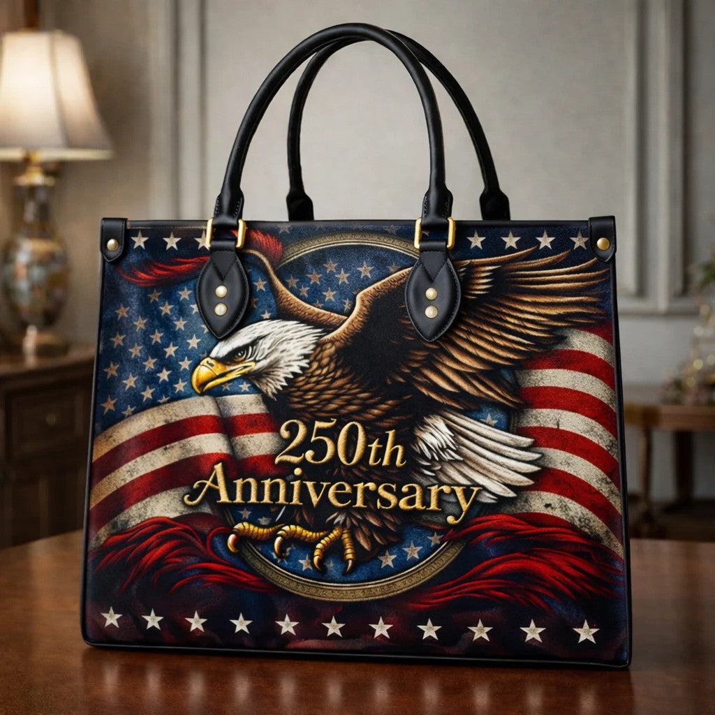 USA 250th Anniversary Eagle Flag Leather Handbag Patriotic Independence Day Bag Gift For Women