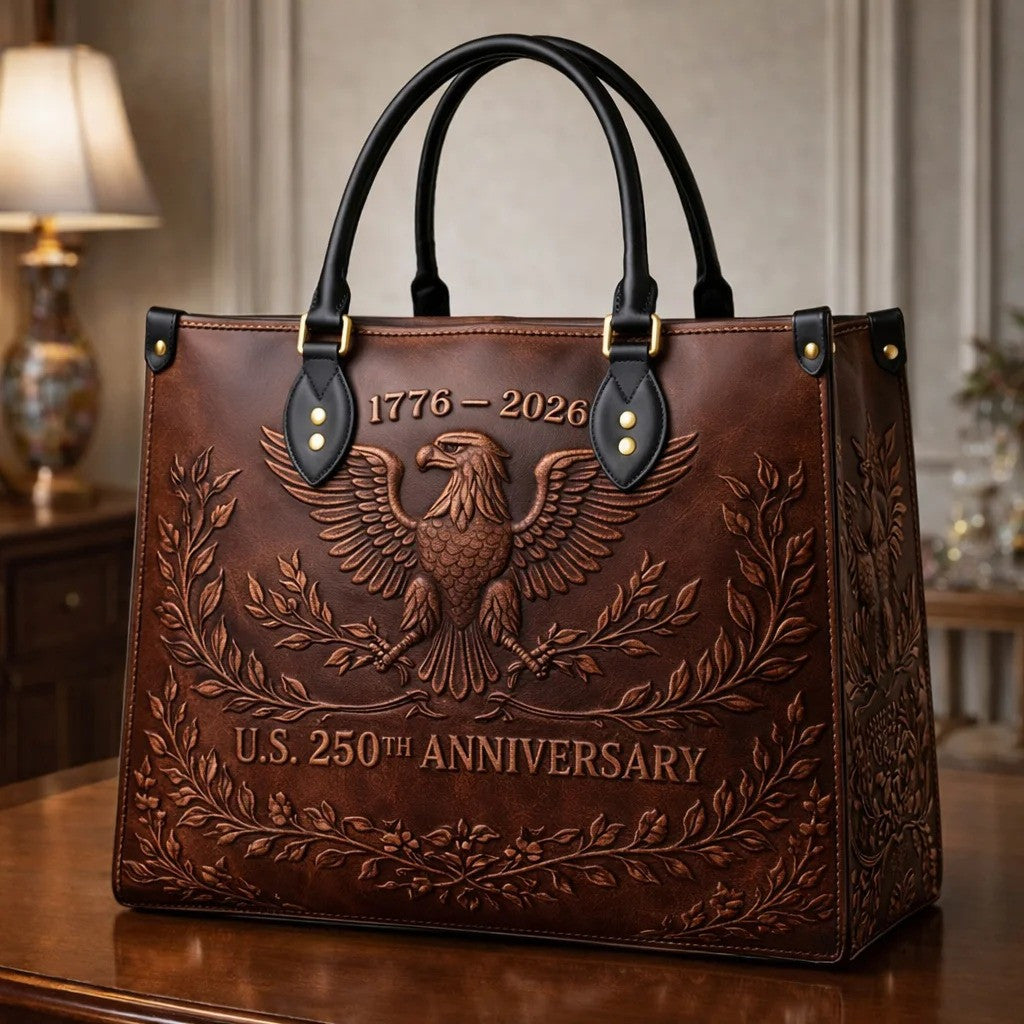 USA 250 Years Leather Eagle Leather Handbag Patriotic Vintage American Bag Gift For Her