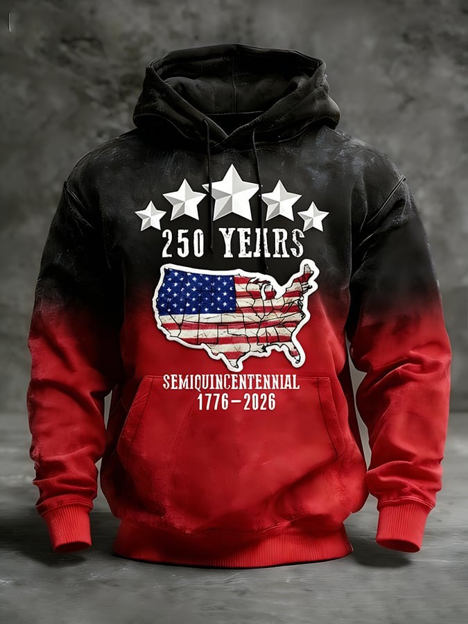 250 Years Semiquincentennial Hoodie USA Map Flag 1776 2026 Pullover Gift For Him