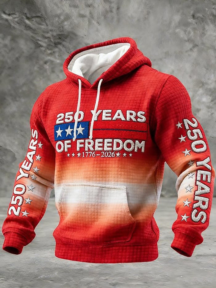 250 Years USA Eagle Waffle Hoodie Red White 250 Years Of Freedom Pullover Gift For Him