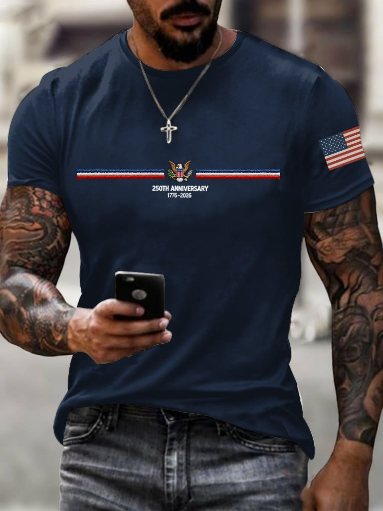 250th Anniversary T-Shirt Patriotic Eagle 1776 2026 USA Flag Clothes Gift For Him