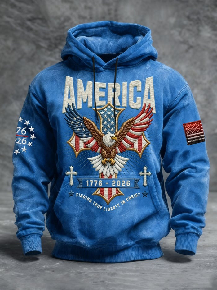 America 250th Anniversary Hoodie Finding True Liberty In Christ Pullover Gift For Him