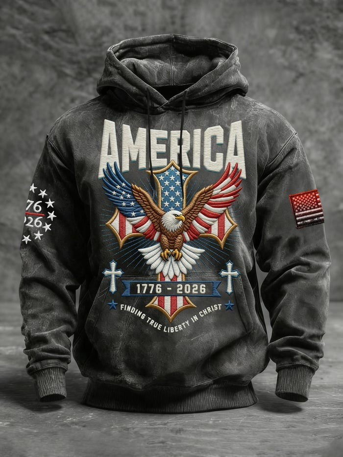 America 250th Anniversary Hoodie Finding True Liberty In Christ Pullover Gift For Him