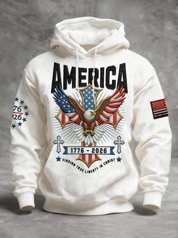 America 250th Anniversary Hoodie Finding True Liberty In Christ Pullover Gift For Him