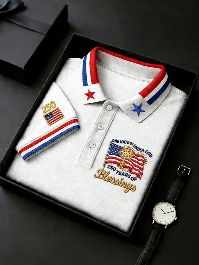 One Nation Under God Polo Shirt 250 Years Of Blessings Merch Gift Ideas For Him