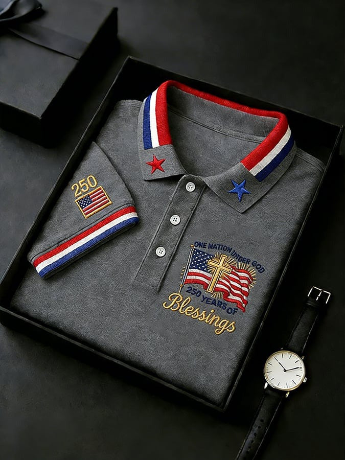 One Nation Under God Polo Shirt 250 Years Of Blessings Merch Gift Ideas For Him