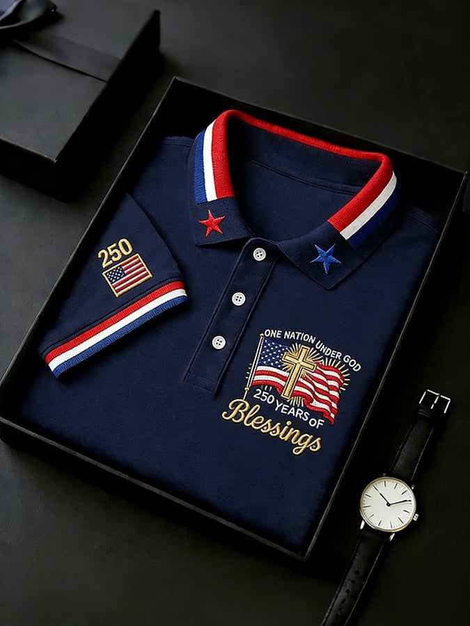 One Nation Under God Polo Shirt 250 Years Of Blessings Merch Gift Ideas For Him