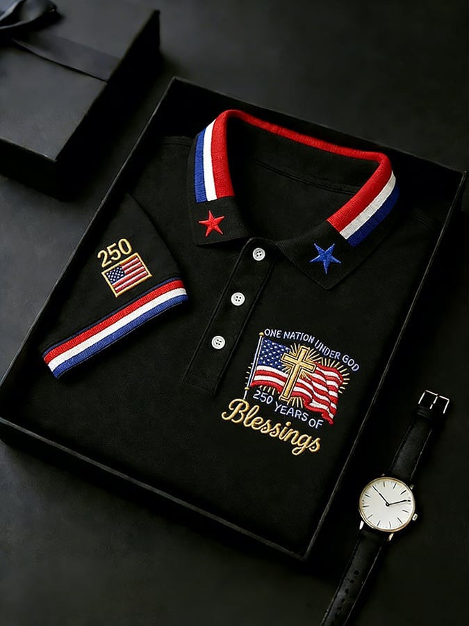 One Nation Under God Polo Shirt 250 Years Of Blessings Merch Gift Ideas For Him