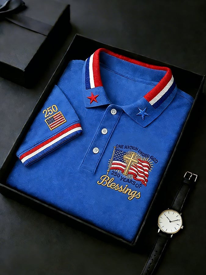 One Nation Under God Polo Shirt 250 Years Of Blessings Merch Gift Ideas For Him