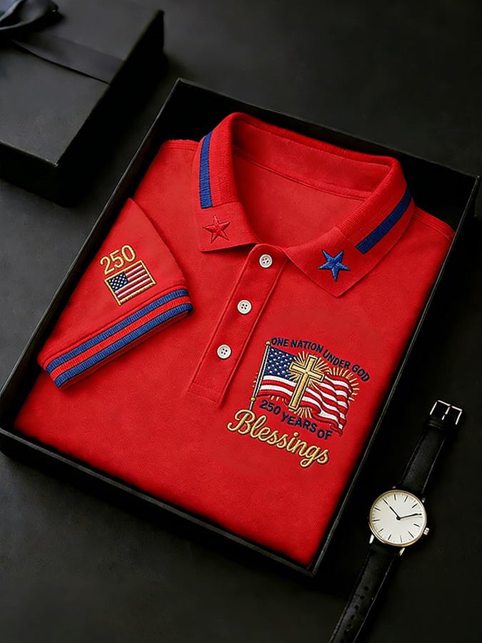 One Nation Under God Polo Shirt 250 Years Of Blessings Merch Gift Ideas For Him