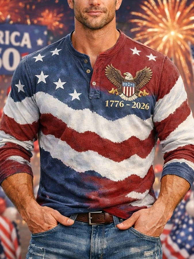 American 250th Anniversary Long Sleeve Shirt Patriotic Eagle 1776 2026 Clothing Gift For Him