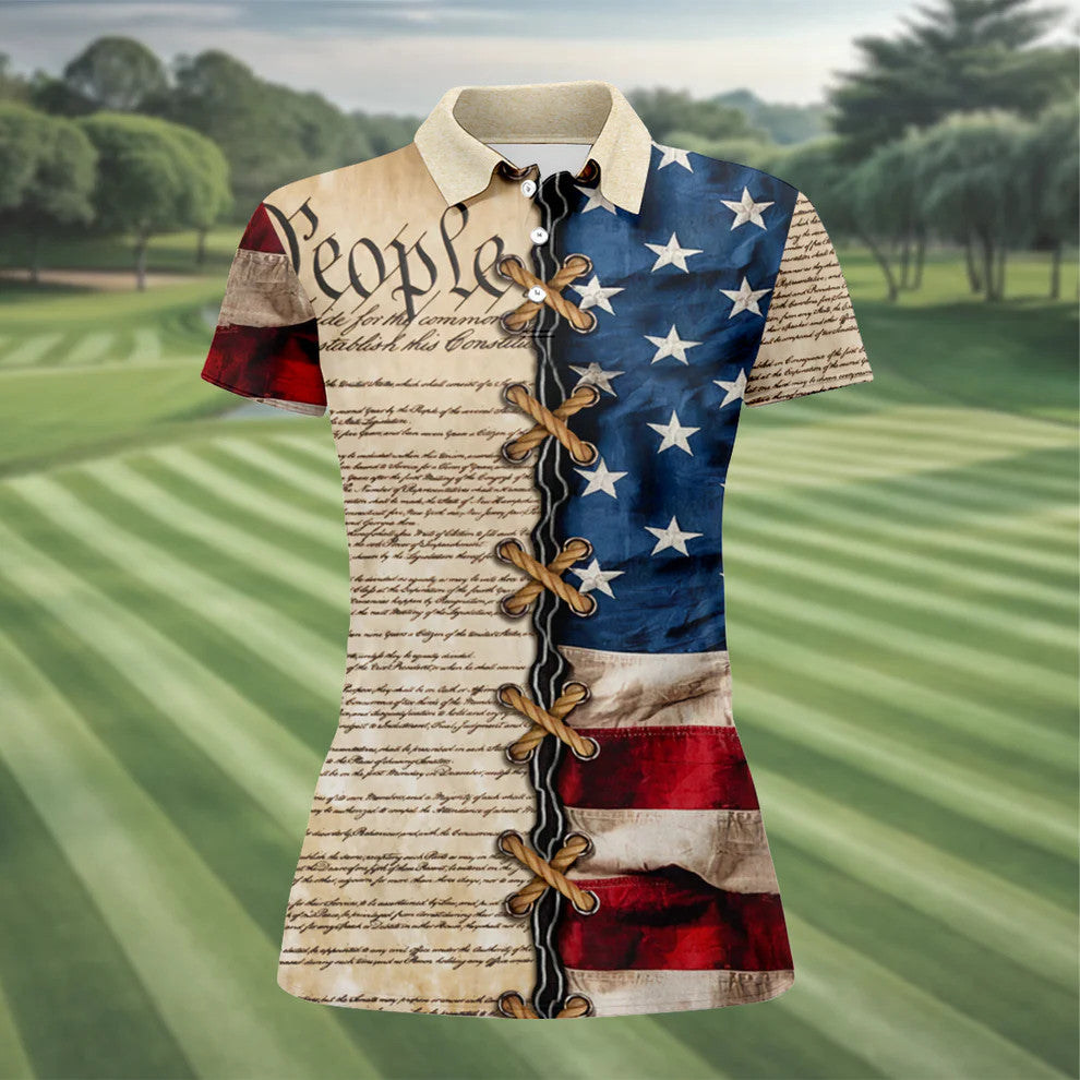We The People Preamble Patriotic Polo Shirt 250th Anniversary Apparel Women's Gift
