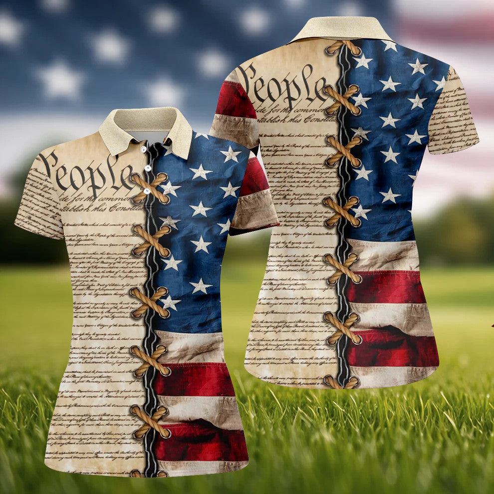 We The People Preamble Patriotic Polo Shirt 250th Anniversary Apparel Women's Gift