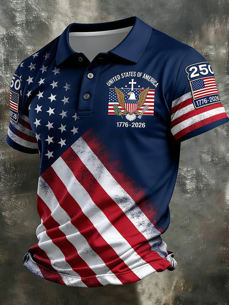 250th Anniversary Eagle Polo Shirt 1776 2026 American Flag Tee Patriotic Gift For Him
