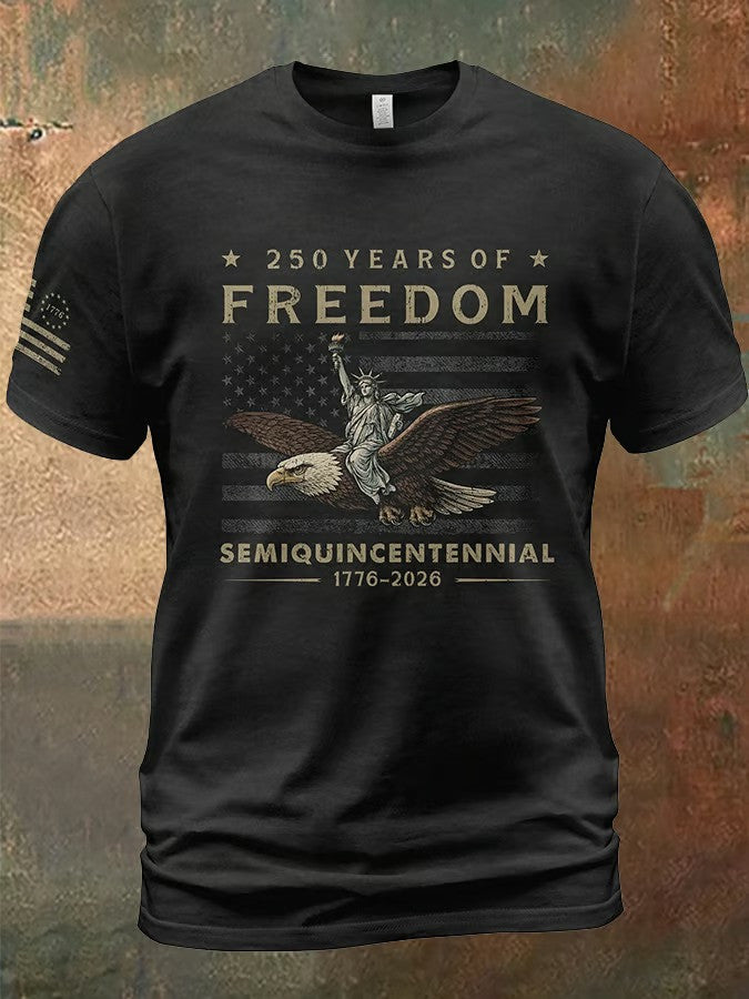250 Years Of Freedom T-Shirt 1776-2026 USA Flag Clothes Patriotic 4th Of July Apparel Gift For Him