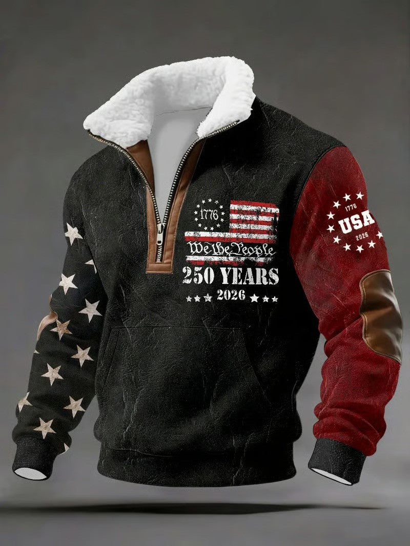 USA 250th Anniversary Stand Up Collar Sweater Patriotic 1776 We The People Shirt Gift For Him