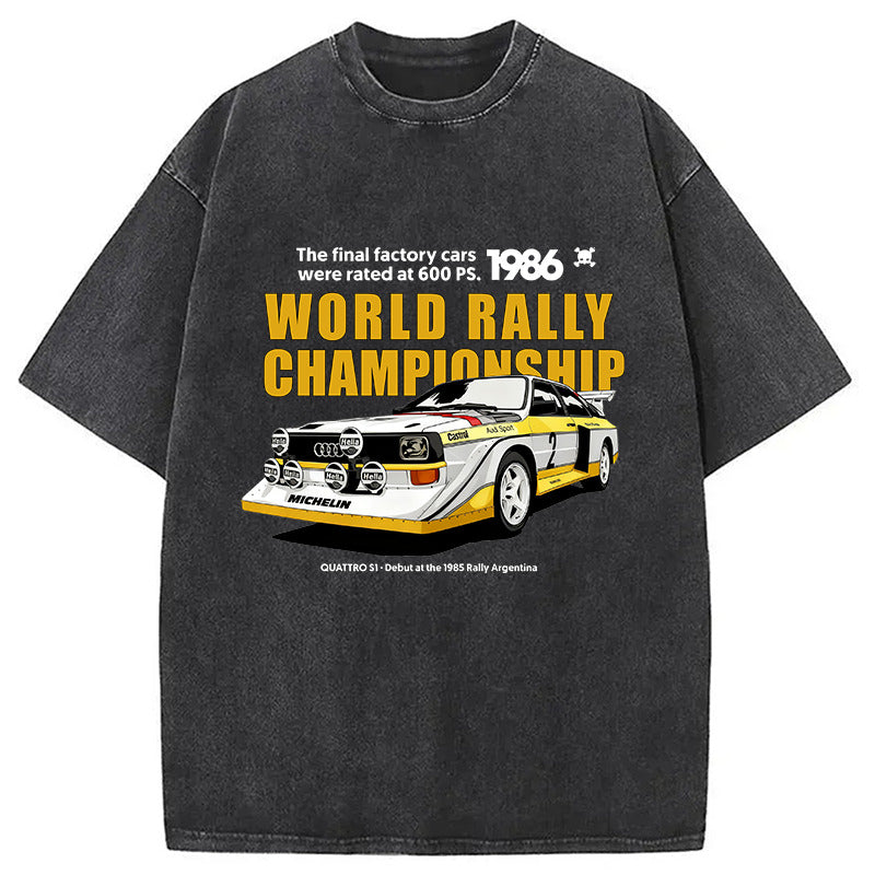 1986 World Rally Championship Washed T-Shirt Retro Streetwear Graphic Top Gifts For Friends - Gypsysystersgift