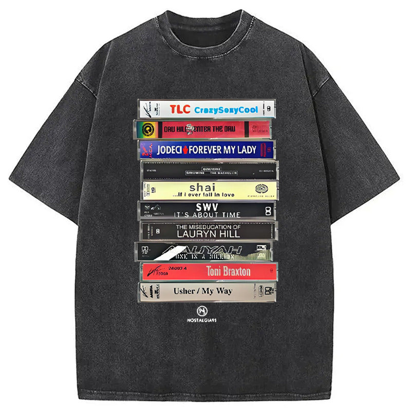 90's R&B Cassette Tape Washed T-Shirt Everyday Comfort Graphic Shirt Gifts For Him - Gypsysystersgift