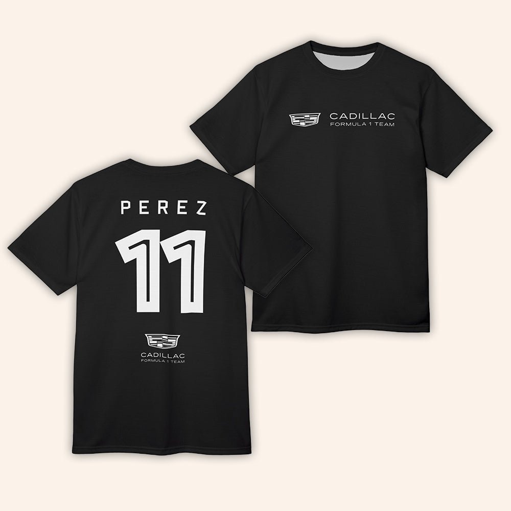 Sergio Perez Cadillac Formula 1 Team Black T-Shirt
