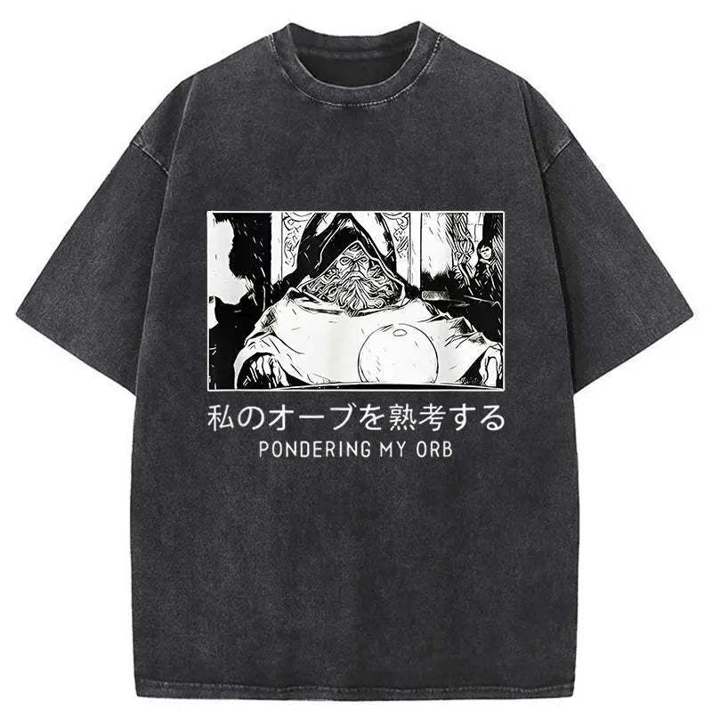 A Wizard Thinking Japanese Washed T-Shirt Funny Graphic Gift For Friends Gifts For Him - Gypsysystersgift