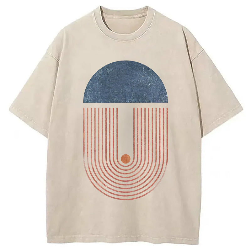 Abstract Art Washed T-Shirt Casual Vintage Everyday Look Gifts For Her - Gypsysystersgift