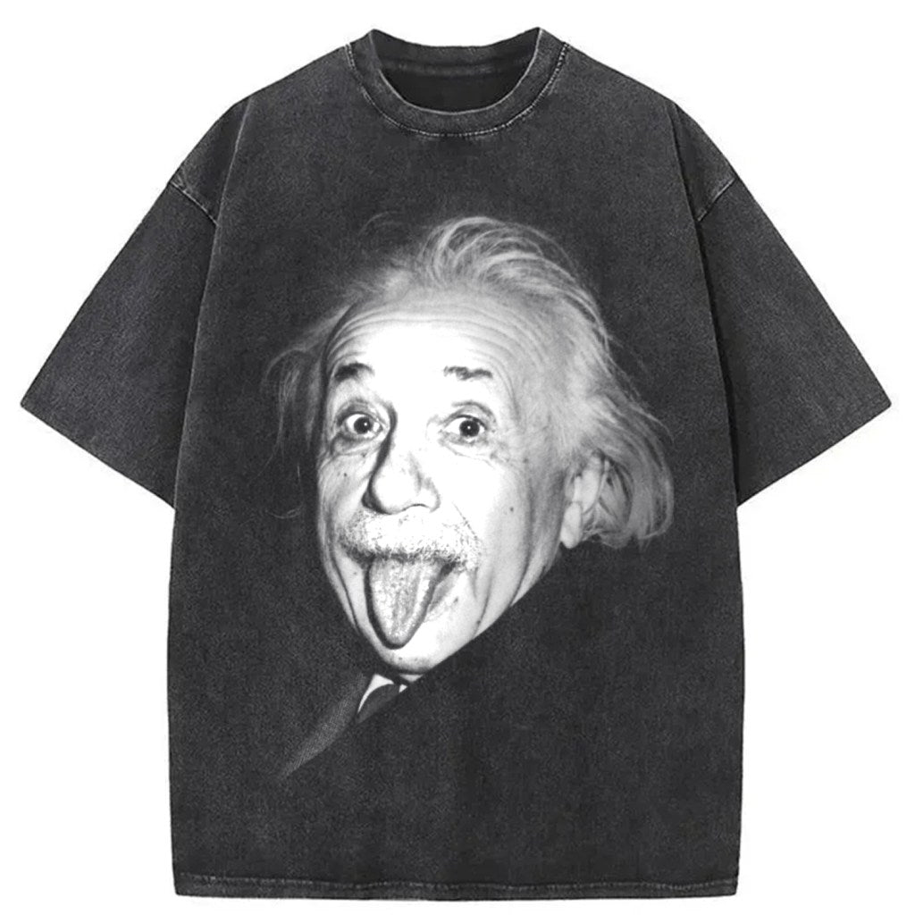 Albert Einstein Genius Tongue Funny Washed T-Shirt Funny Quote Unisex Shirt Gifts For Her - Gypsysystersgift