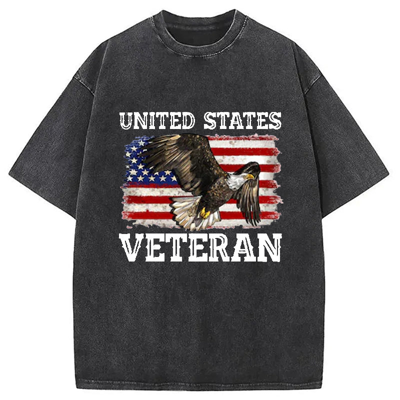 American Veteran Washed T-Shirt Unisex Streetwear Graphic Style Gifts For Him - Gypsysystersgift