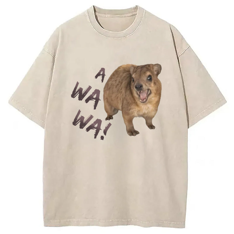 Angry Screaming Hyrax Meme Washed T-Shirt Funny Aesthetic Trendy Apparel Gifts For Her - Gypsysystersgift