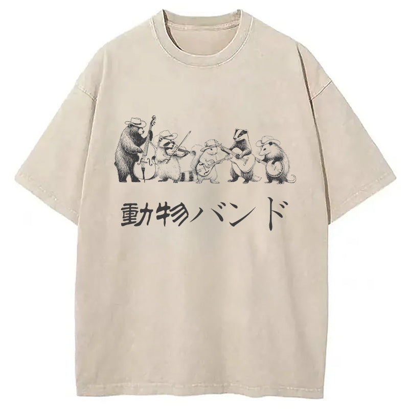 Animal Band Washed T-Shirt Retro Humor Outfit Idea Gifts For Him - Gypsysystersgift