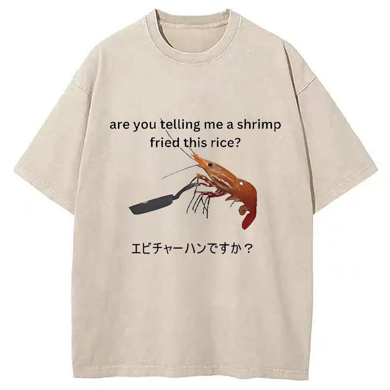 Are You Telling Me a Shrimp Fried This Rice Washed T-Shirt Soft Comfortable Daily T Shirt Gifts For Him - Gypsysystersgift