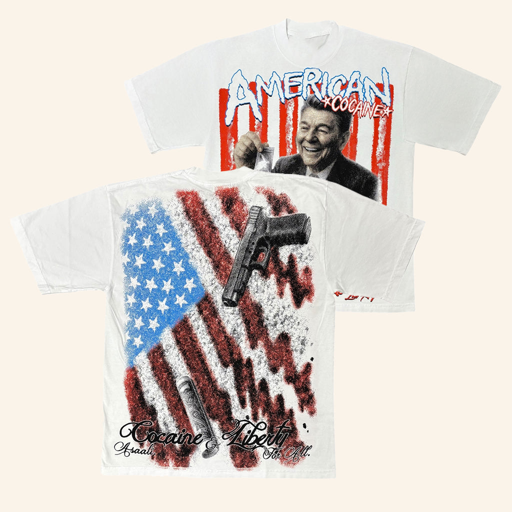 Asaali Merch American Cocaine T-Shirt Ronald Reagan Shirt Gifts For Friends - GypsysystersGift
