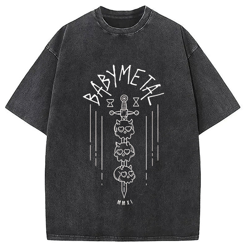 BABYMETAL Skull Sword Washed T-Shirt Unique Aesthetic Fashion Tee Gifts For Him - Gypsysystersgift