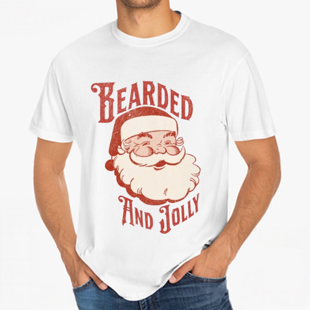 Bearded And Jolly Christmas Holiday T-Shirt Christmas Gifts For Him - Gypsysystersgift