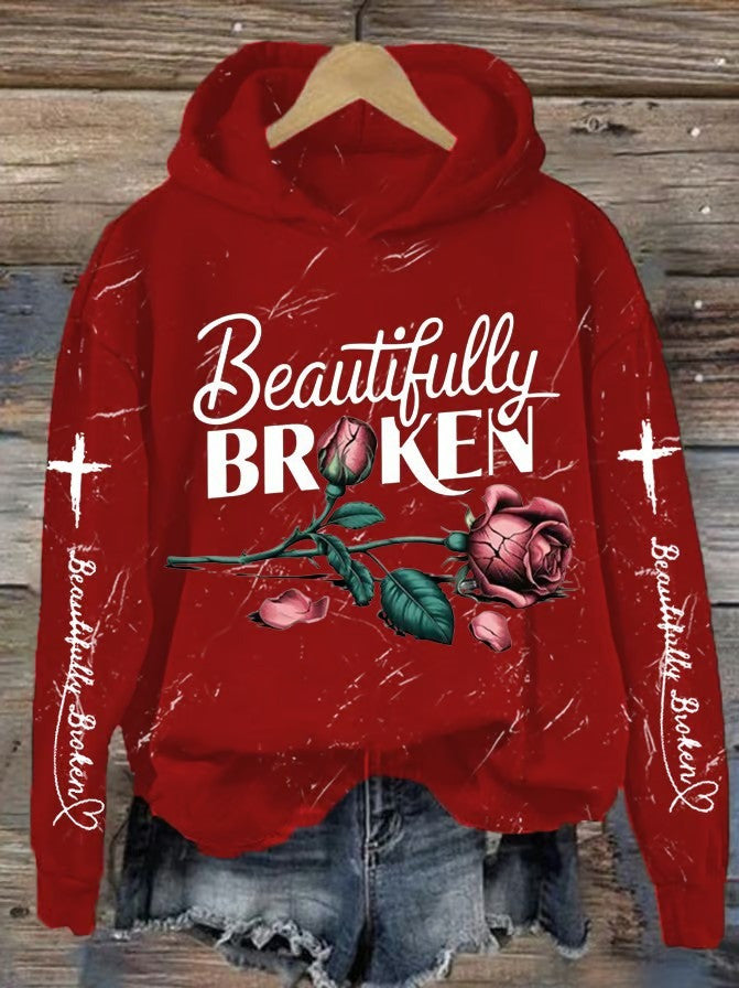 Beautifully Broken Rose Hoodie Country Music Lover Jelly Roll Fans Father's Day Gift for Husband - Gypsysystersgift
