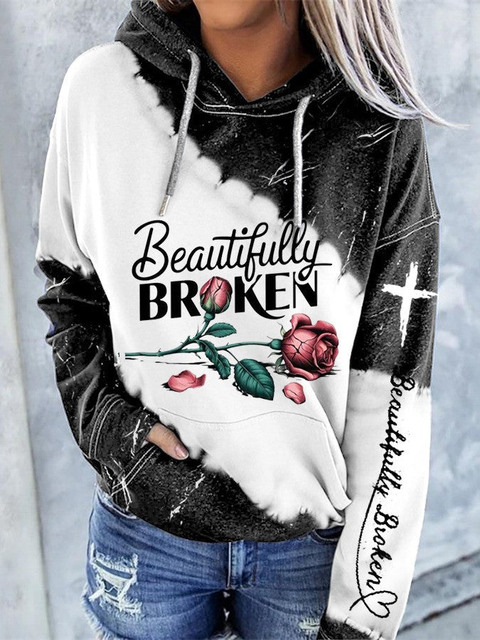 Beautifully Broken Rose Hoodie Country Music Merch Jelly Roll Fans Gift Idea for Boyfriend - Gypsysystersgift
