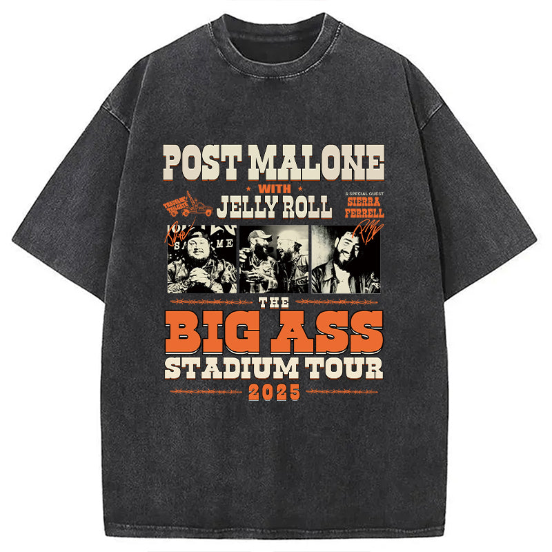 Big Ass World Tour Washed T-Shirt Retro Humor Graphic Top Gifts For Her - Gypsysystersgift