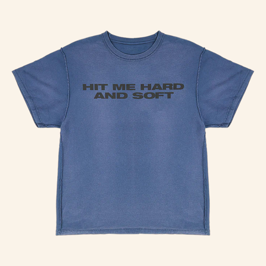 Billie Eilish Merch Billie x Iris Alonzo Hit Me Hard And Soft Upcycled Blue T-Shirt Gifts For Fans - GypsysystersGift