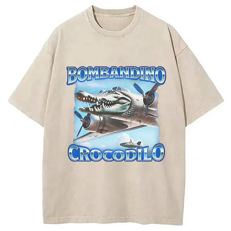 Bombandino Crocodilo Washed T-Shirt Casual Vintage Everyday Look Gifts For Besties - Gypsysystersgift