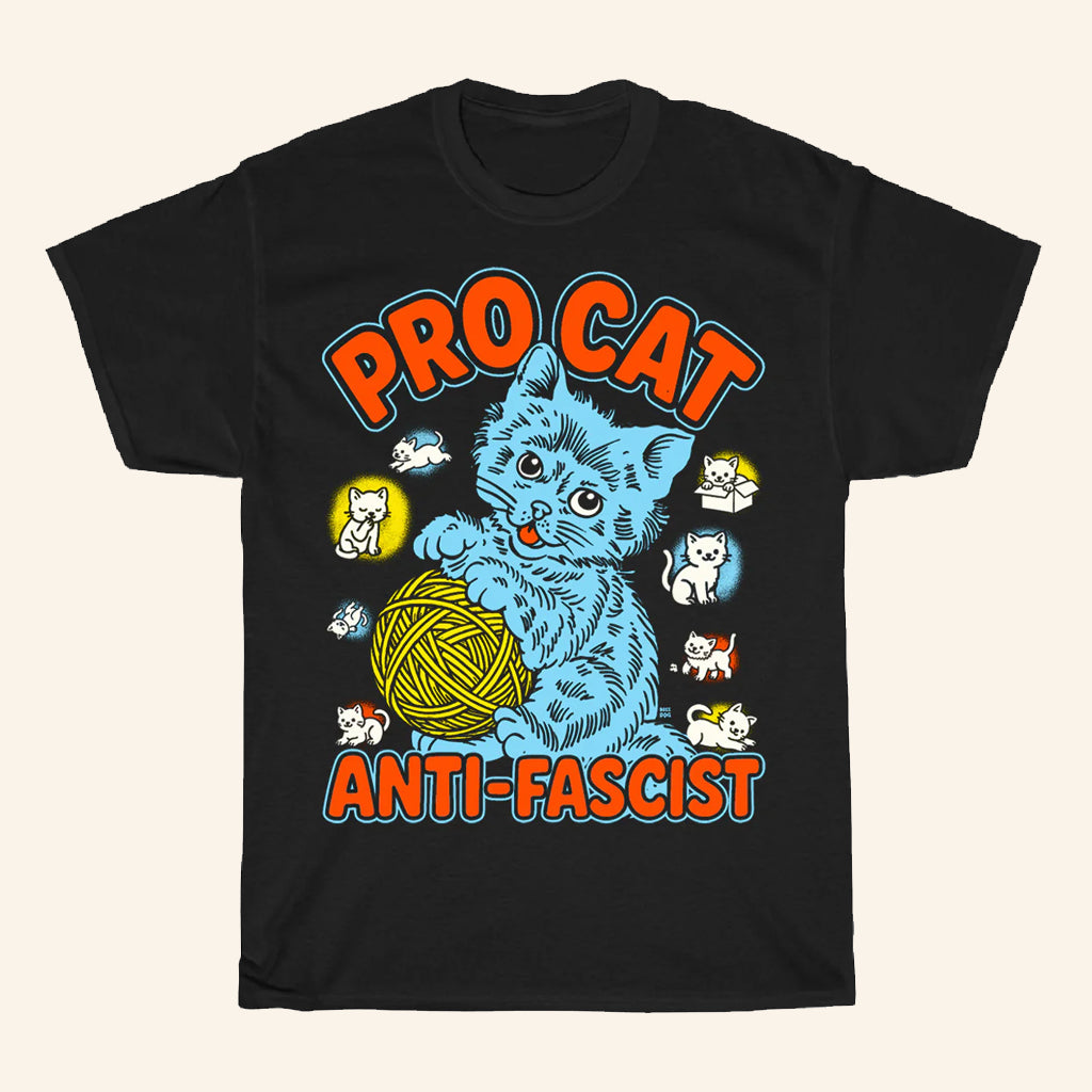 Boss Dog Art Merch Pro Cat Anti Fascist Black T-Shirt Christmas Gifts For Her - Gypsysystersgift