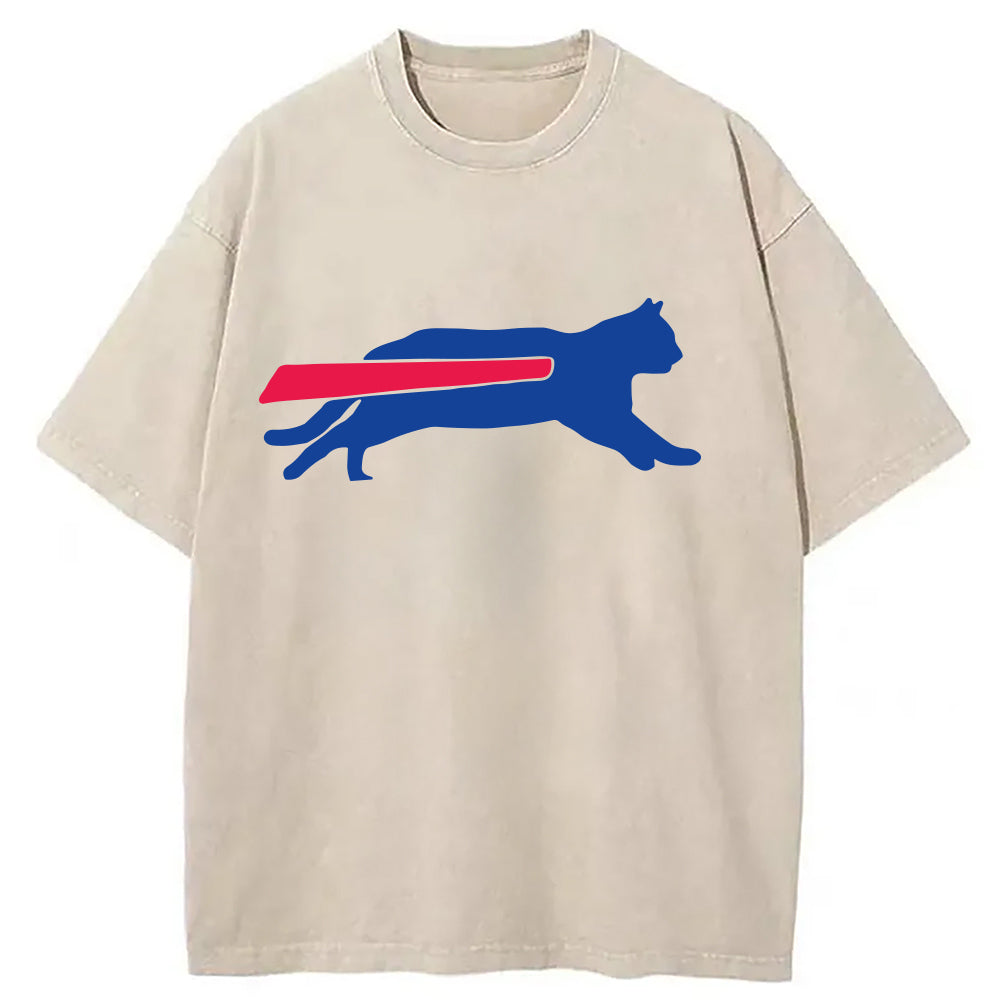 Buffalo Bills Cat Meme Washed T-Shirt Soft Comfortable Daily T Shirt Gifts For Her - Gypsysystersgift