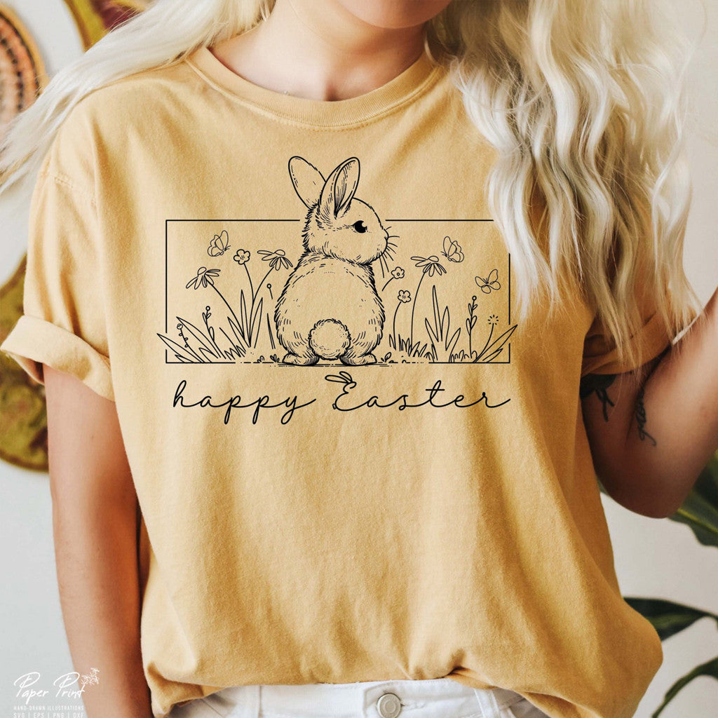 Bunny Happy Easter T-Shirt Happy Resurrection Sunday Shirts Cute Gifts For Her - Gypsysystersgift