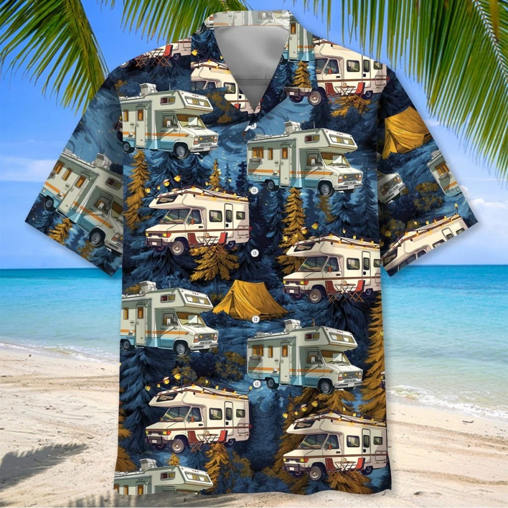 Camping Car Night Forest Hawaiian Shirt RV Camper Van Camping Lover Gifts For Him Her - Gypsy Systers