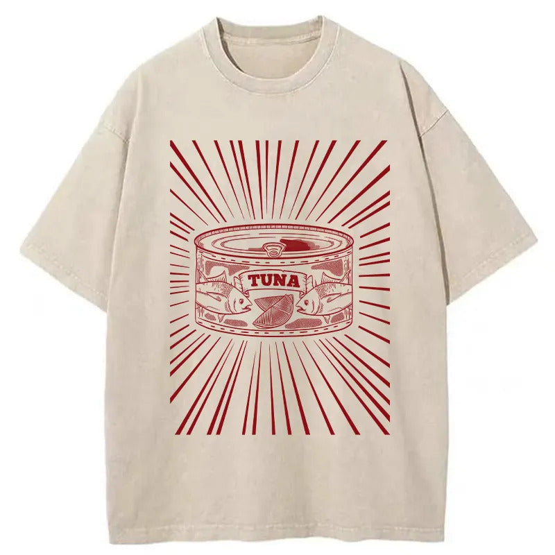 Canned Tuna Washed T-Shirt Funny Graphic Gift For Friends Gifts For Him - Gypsysystersgift